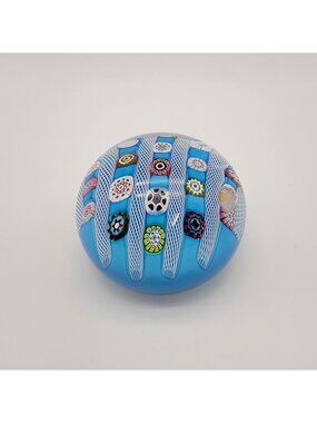 Saint Louis 1972 Limited Edition Signed Blue Millefiori & Latticino Art Glass
